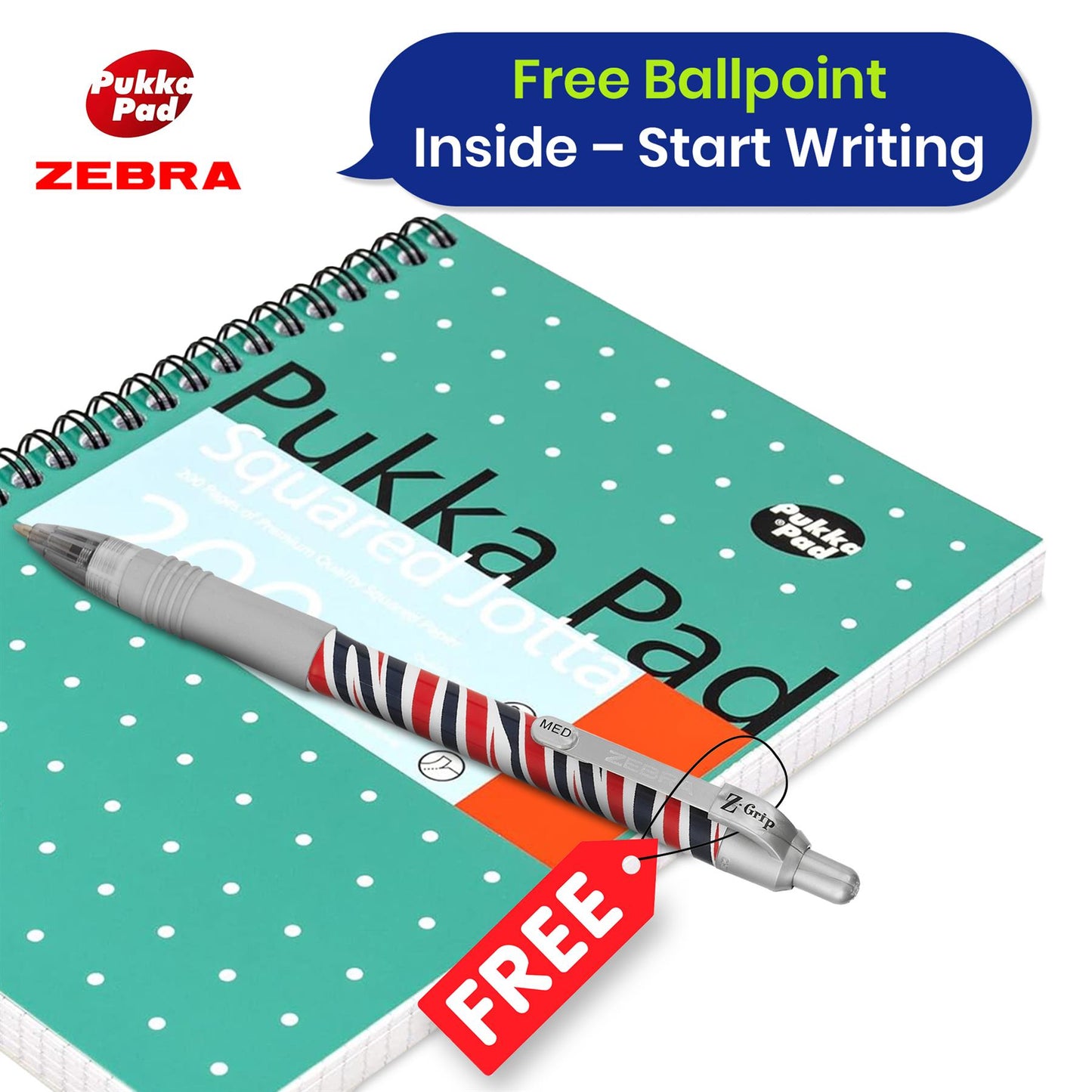 Pukka Pad A5 Squared Jotta Book, 200 Pages Wirebound Grid, Perforated