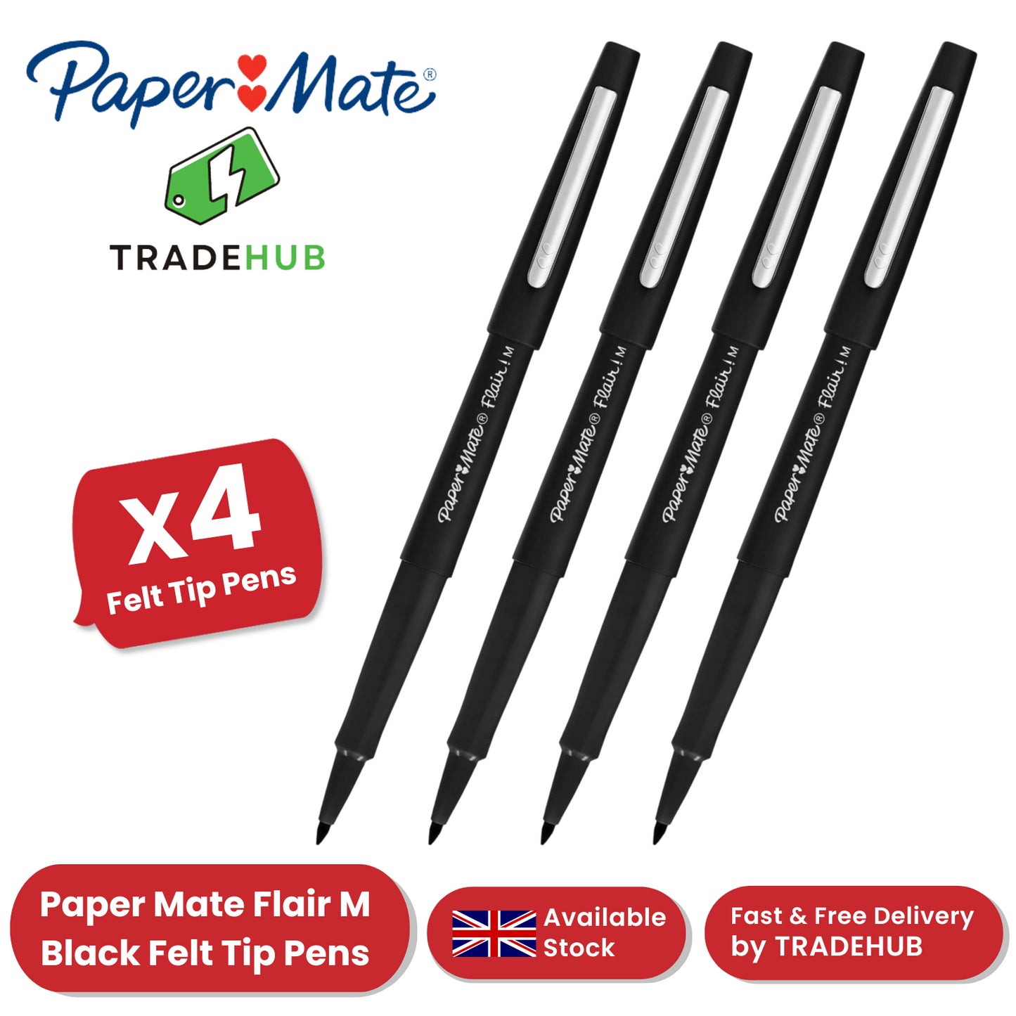 Papermate Flair Original - Black - Pack of 4