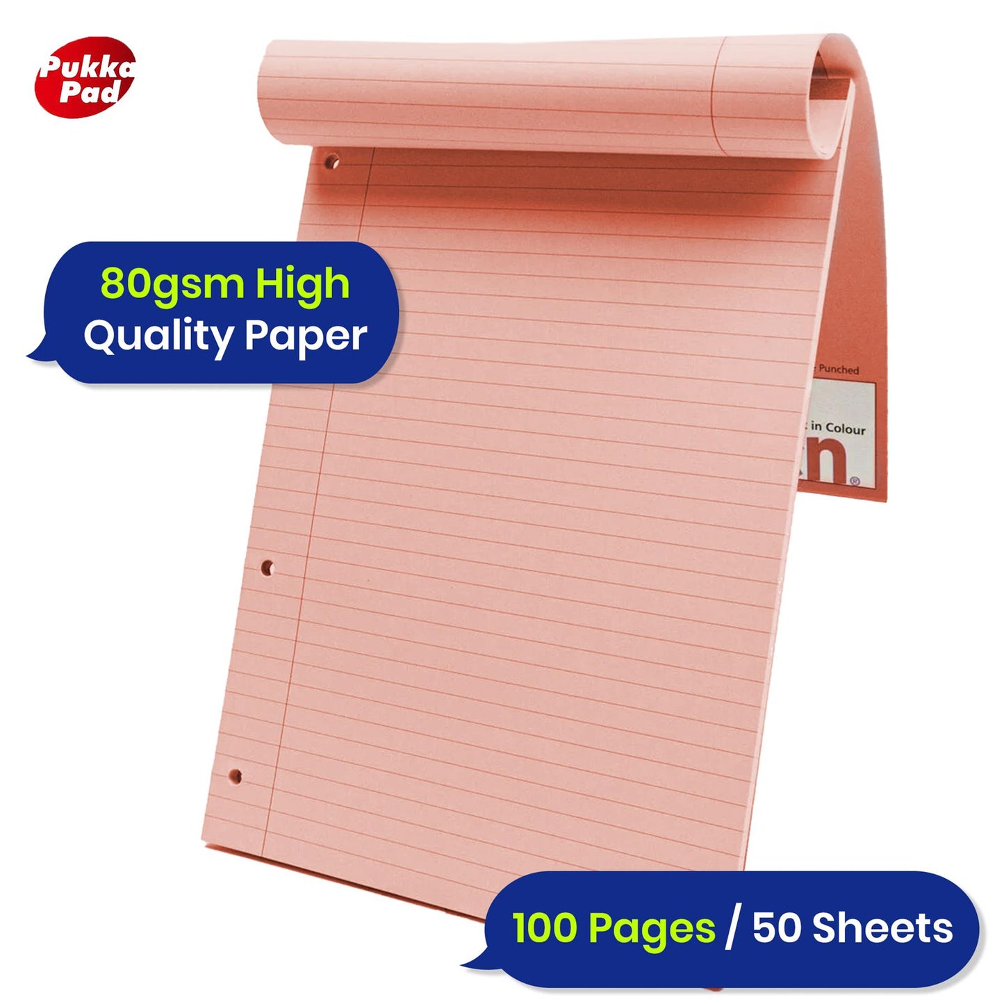 A4 Pukka Dyslexia Pad with Rose Tinted Ruled Pages and Perforated Sheets