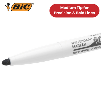 BIC Velleda Dry Wipe Whiteboard Markers Assorted Colors, Medium Tip - Pack of 6