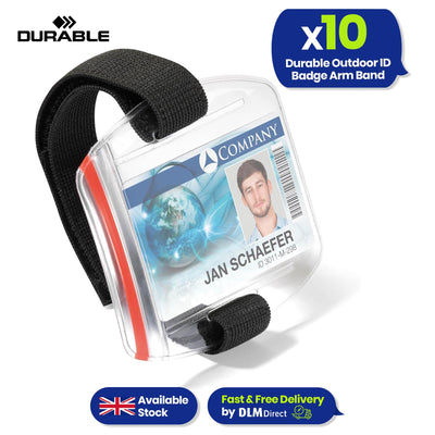 ID Badge Holder Arm Band Transparent Plastic Adjustable Strap 10 Pack for Work & Security Staff