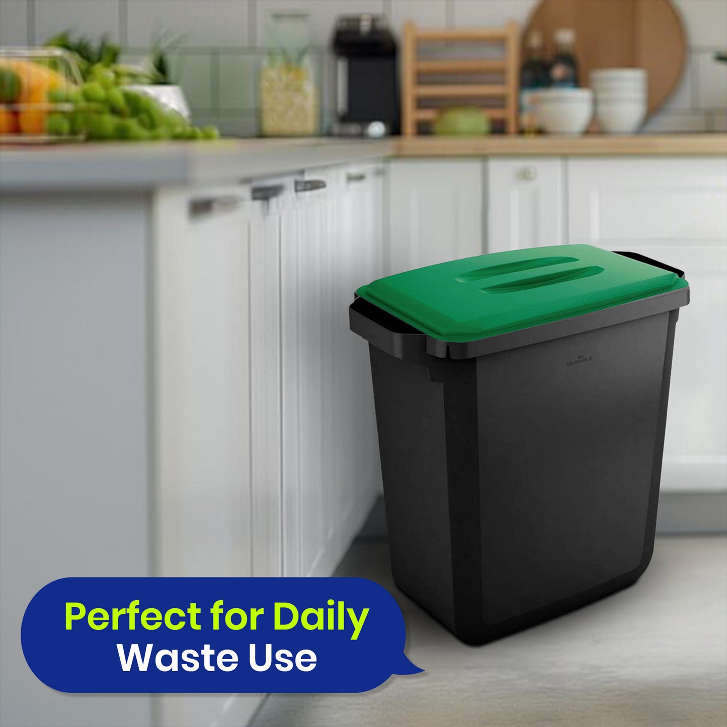 DURABIN 60L Black Bin Set and Green Lid and 25x 110L Recycled Bin Bags