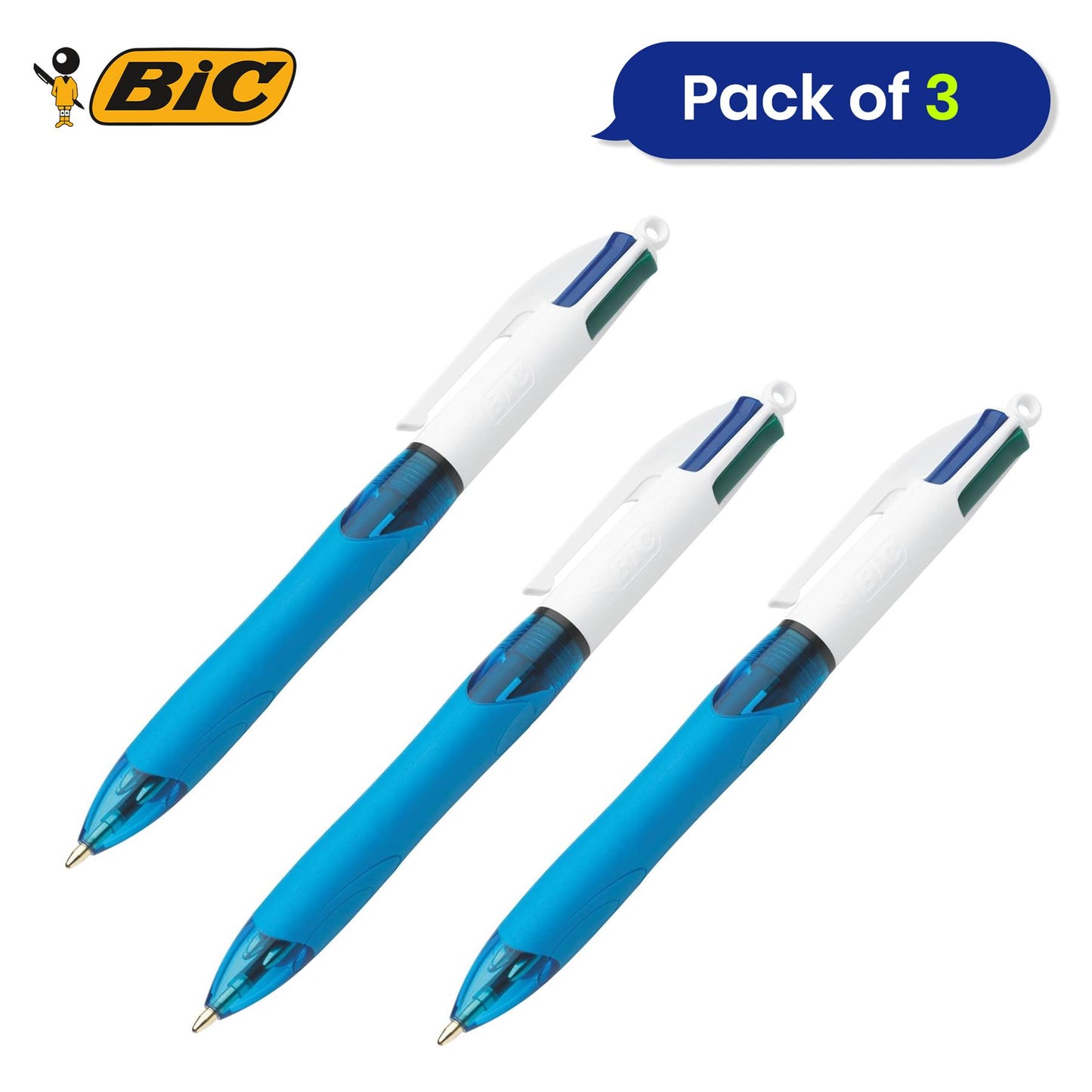 BIC 4 Colours Extra-Comfort Grip - Pack of 3