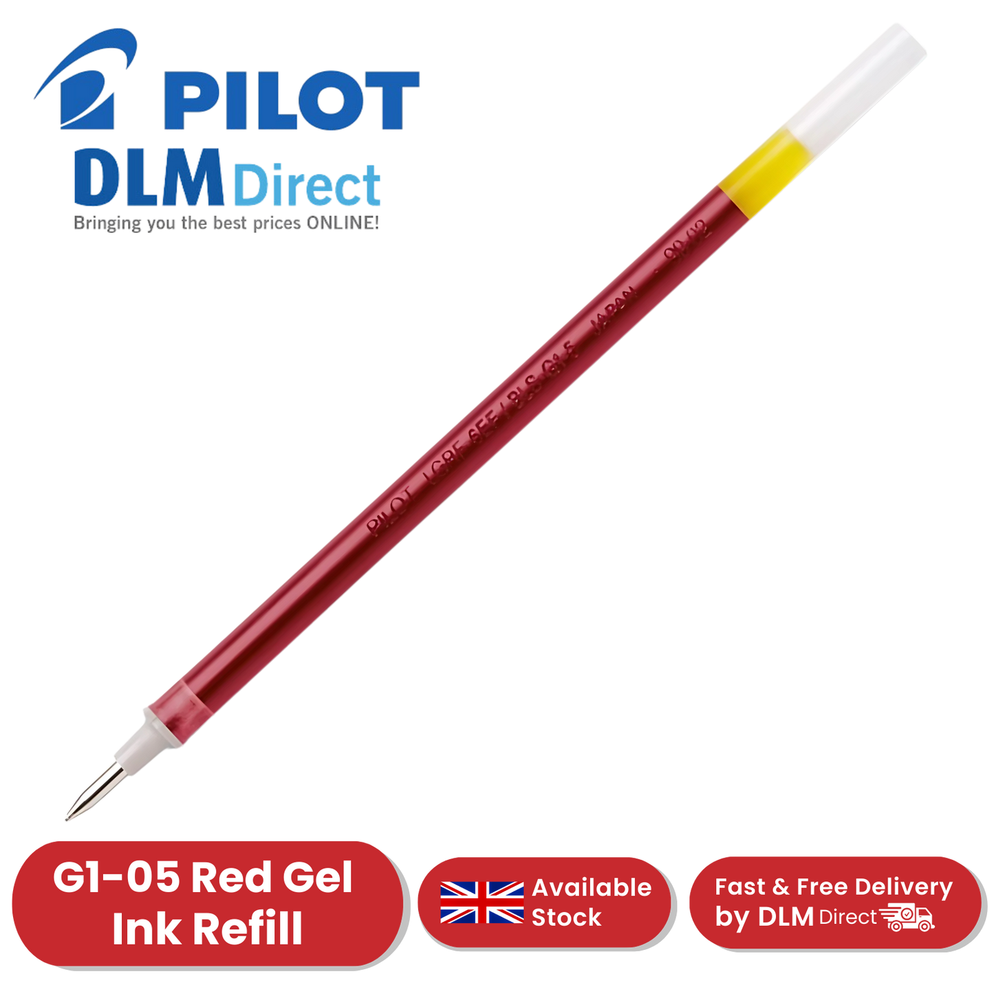 Pilot G1-05 Gel Pen Refill - Red Ink, Fine 0.5mm - Smooth, Precise Writing