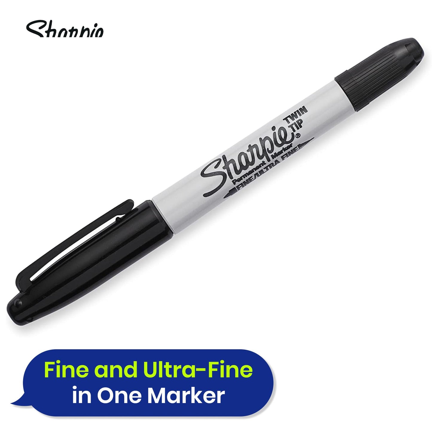 Sharpie Twin Tip Markers 12 Pack Black Ink Fine and Ultra-Fine Permanent Writing Pens