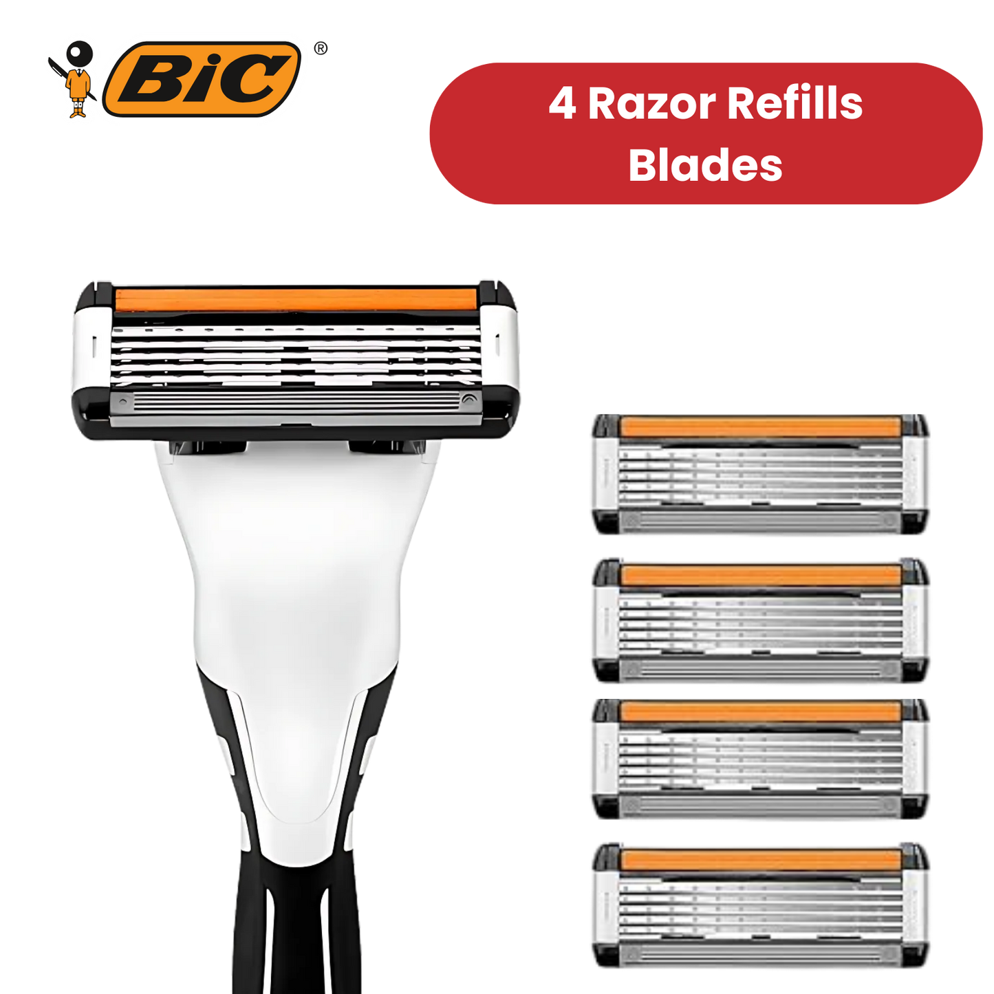 BIC Flex 5 Hybrid Men's Razor Refills  - Box of 4 Cartridges