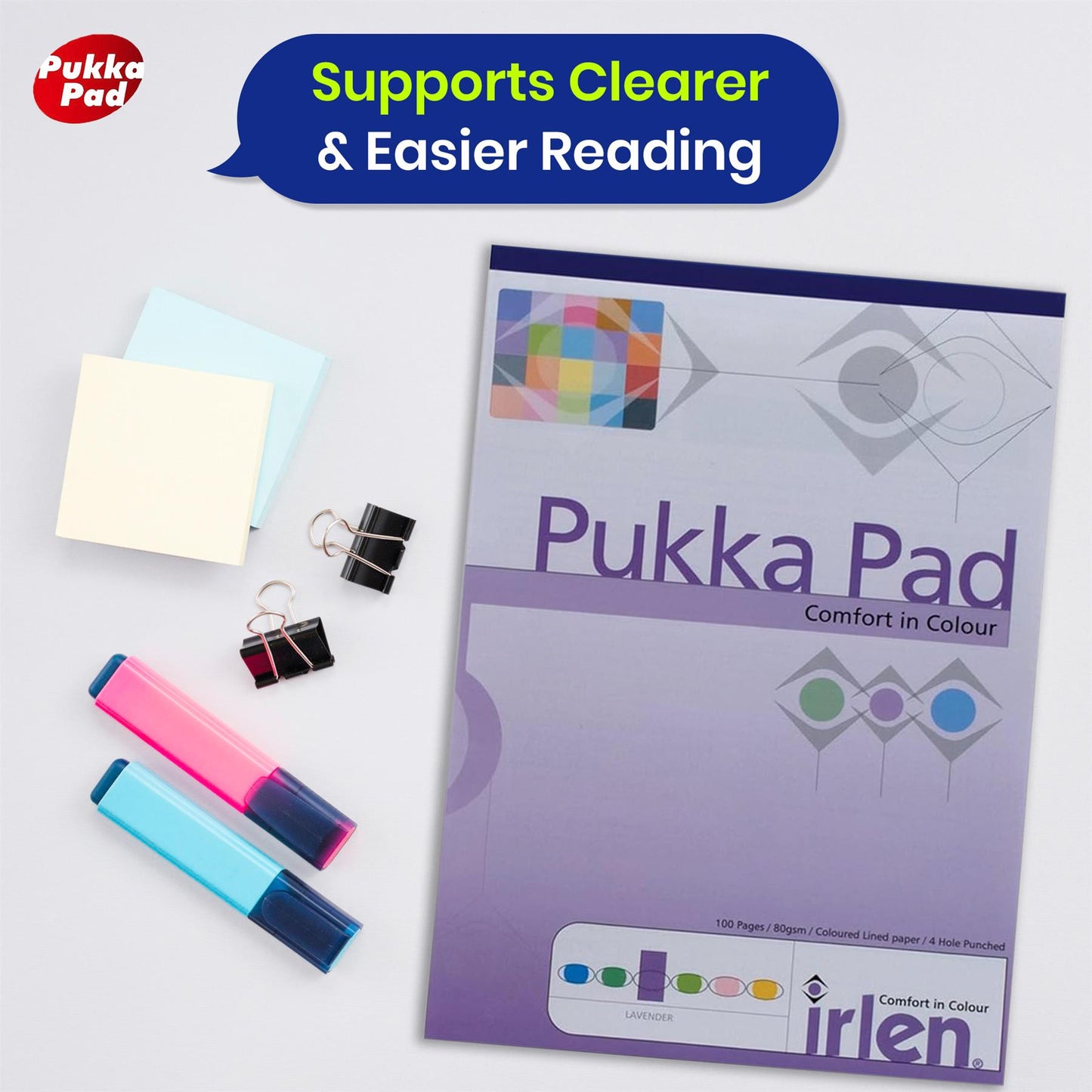 A4 Pukka Dyslexia Pad with Lavender Tinted Ruled Pages and Perforated Sheets