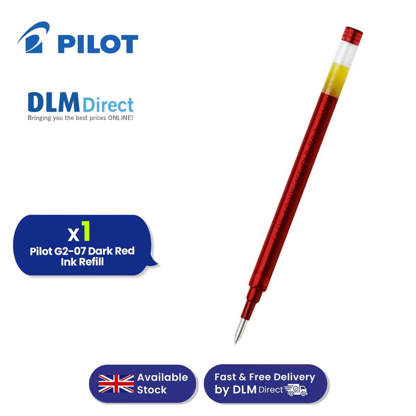 Pilot G2-07 Refill - Gel Roller Ball Red Ink Refill For Smooth Writing