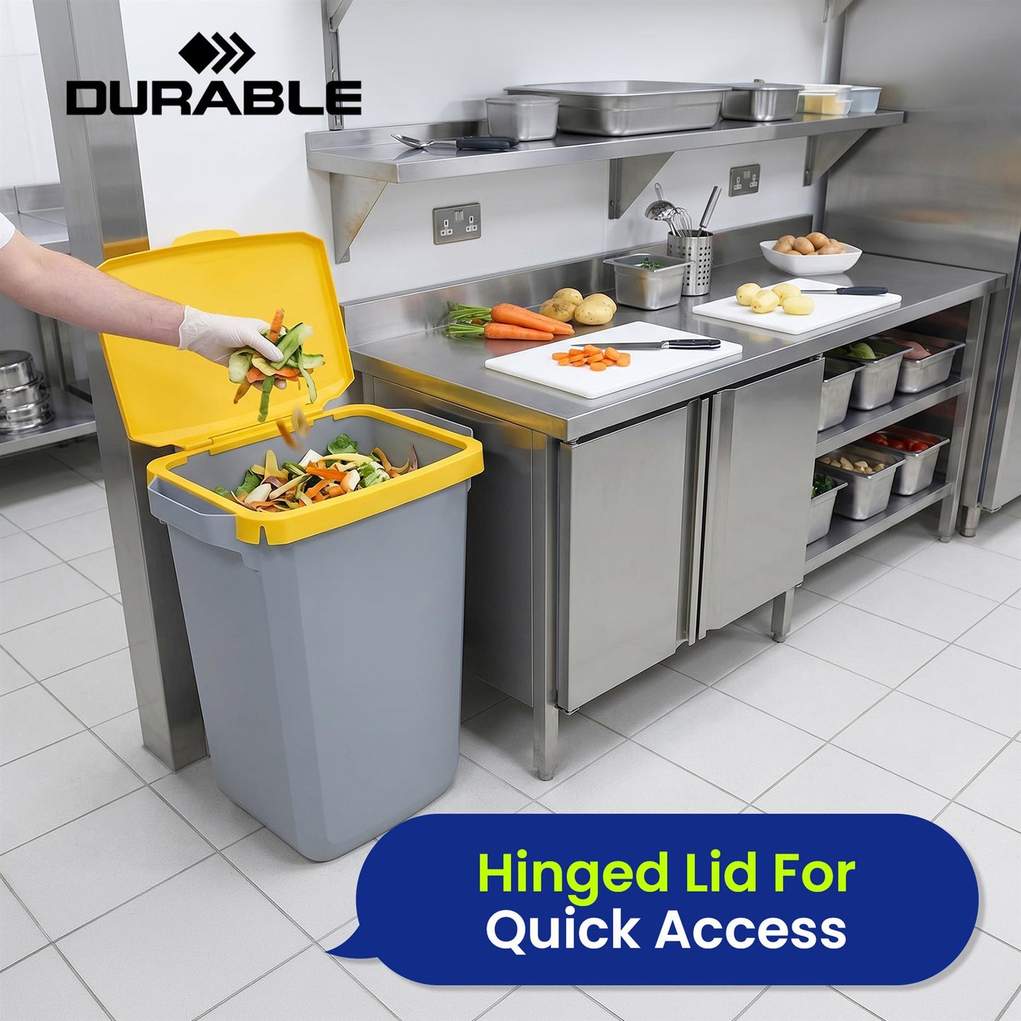 Durable Durabin Hinged Lid - Yellow
