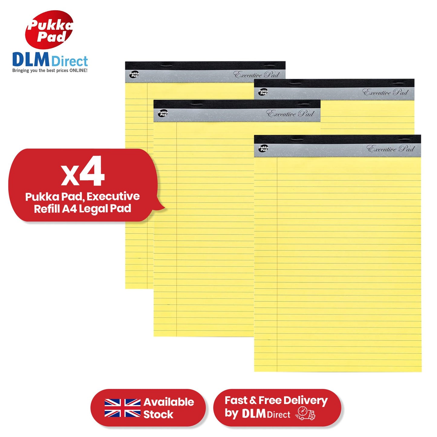 Pukka Pad A4 Refill Pads 160 Lined Pages Notepad, 80GSM Legal Notebook for Taking Notes