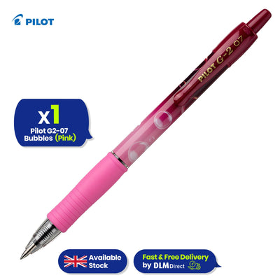 Pilot G2-07 Gel Bubble Pink Pen Blue Gel Ink 0.7mm Ergonomic Grip