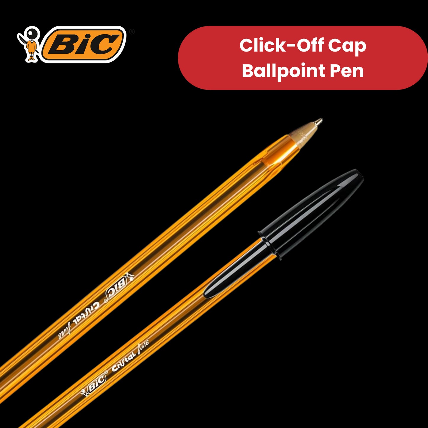 BIC CRISTAL FINE BALL POINT PEN BLACK - PACK OF 50