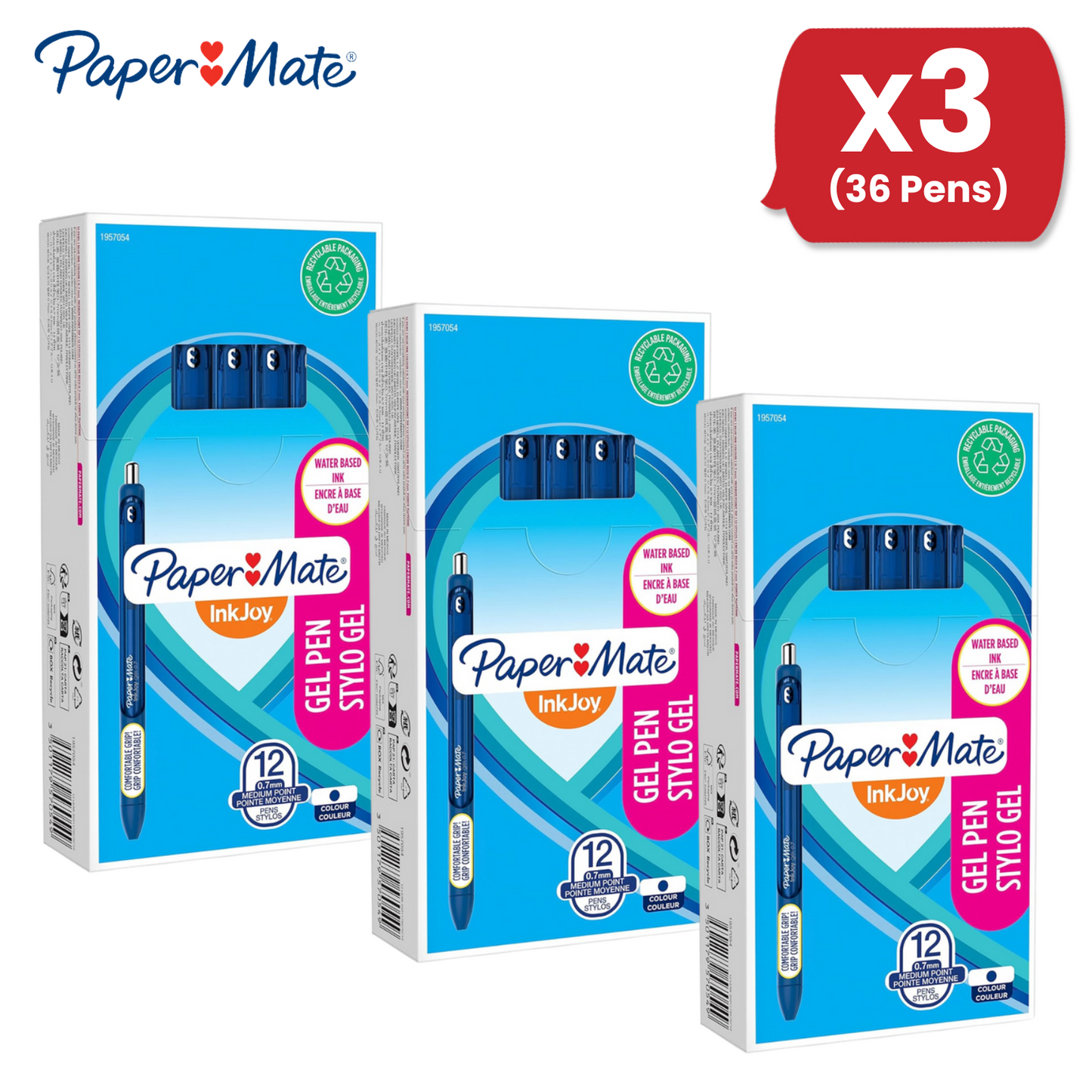 PAPERMATE GEL RETRACTABLE BLUE - 1 to 5 Packs