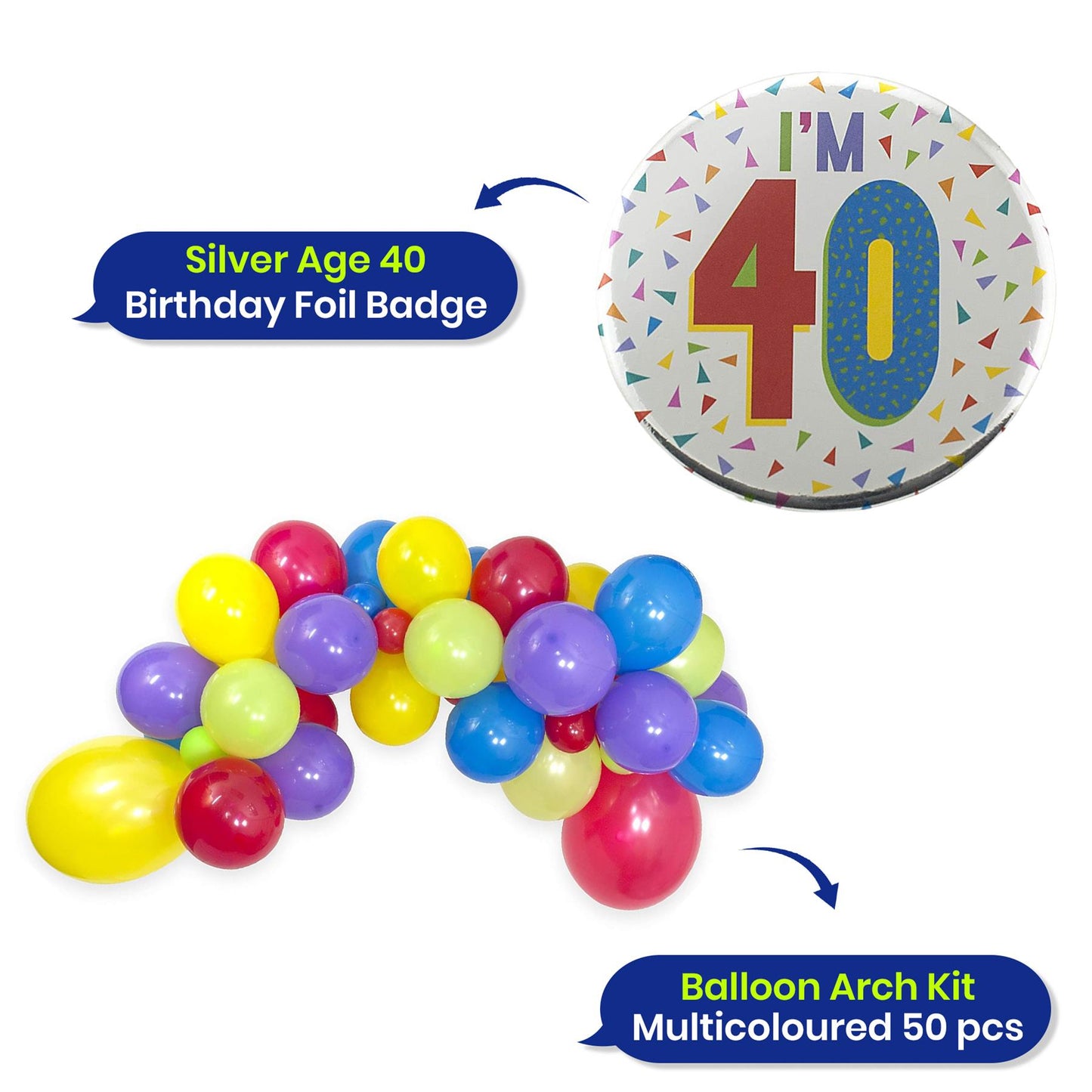 Balloon Garland Kit with Foil 40 Birthday Badge for Celebration Display Decor