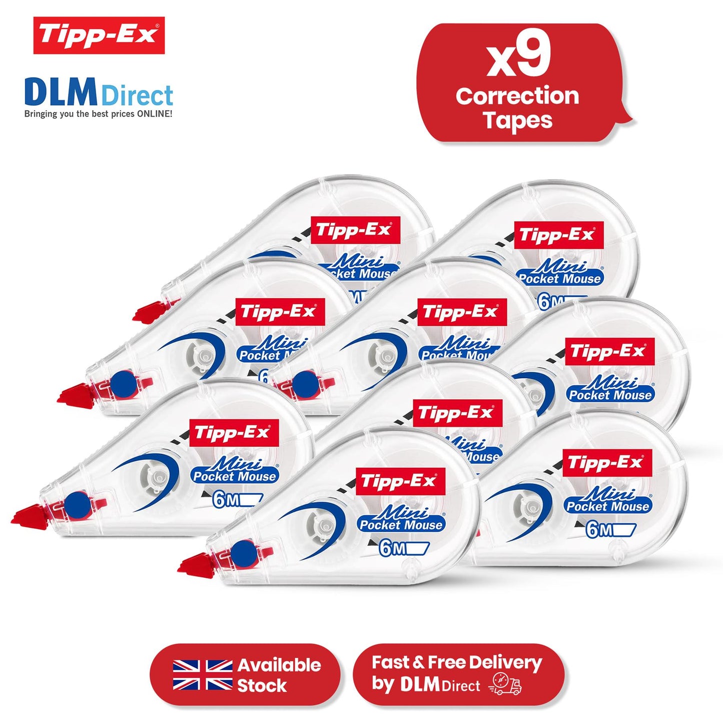 Tipp-Ex Mini Pocket Mouse Correction Tape - Quick Fix White Correction Roller for Students