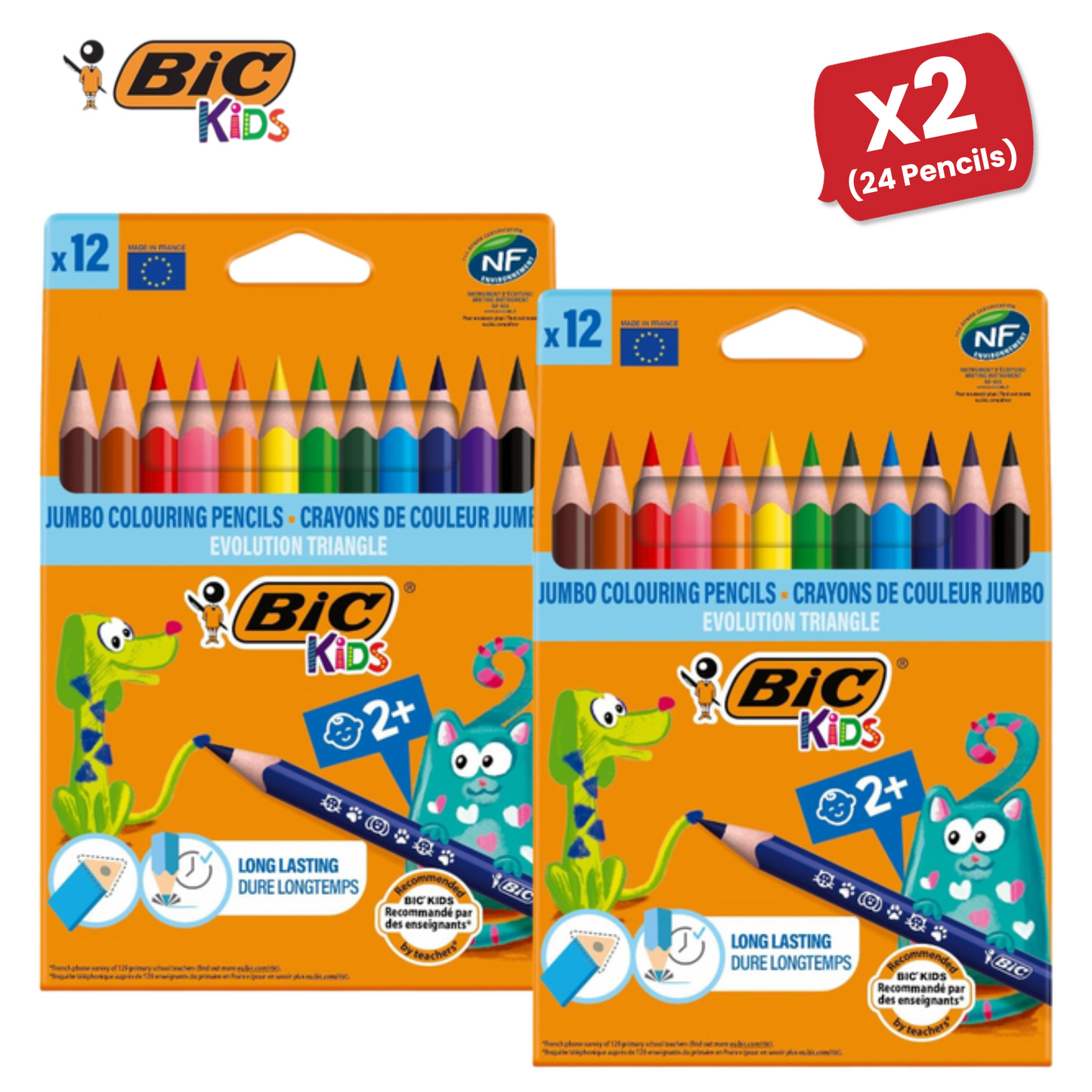 BIC Kids Evolution Triangle ECOlutions Colouring Pencils Assorted - Pack of 12