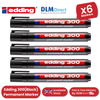 Edding 300 Permanent Marker Bullet 1.5-3mm Black - Pack of 6