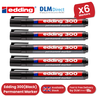 Edding 300 Permanent Marker Bullet 1.5-3mm Black - Pack of 6