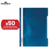 Durable A4 Project Folders - 50 Pcs Dark Blue Polypropylene Clear View File Folder for Office & Desk