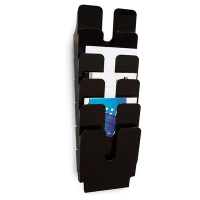 A4 Portrait Wall Mounted Document Holder with 6 Compartments for Flyers & Magazines