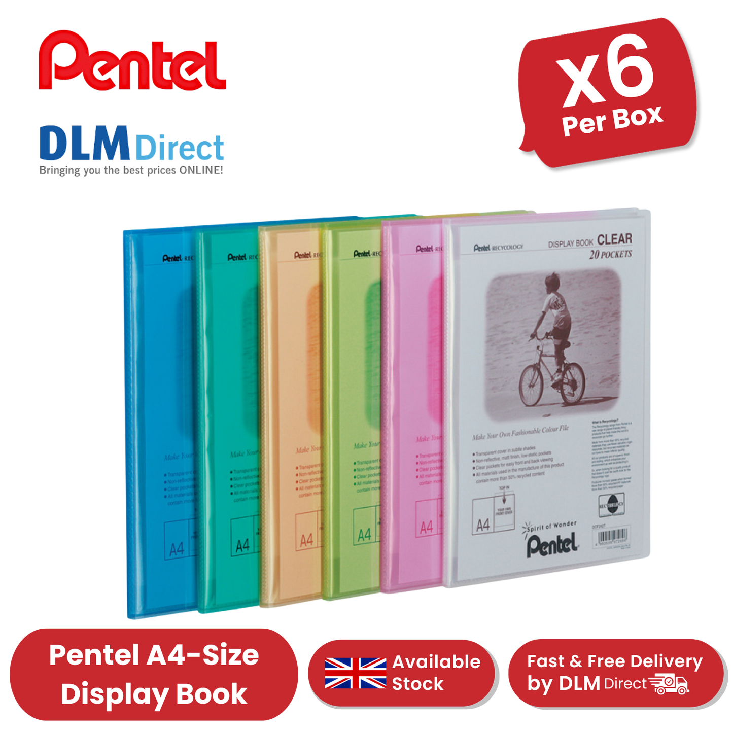 PENTEL RECYCOLOGY DISPY BK CLR 20PKT AST - Pack of 5 - 1 to 20 Packs