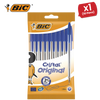BIC Cristal Original Ballpoint Pens Medium Point (1.0 mm) Blue, Pouch of 8 - 1-5
