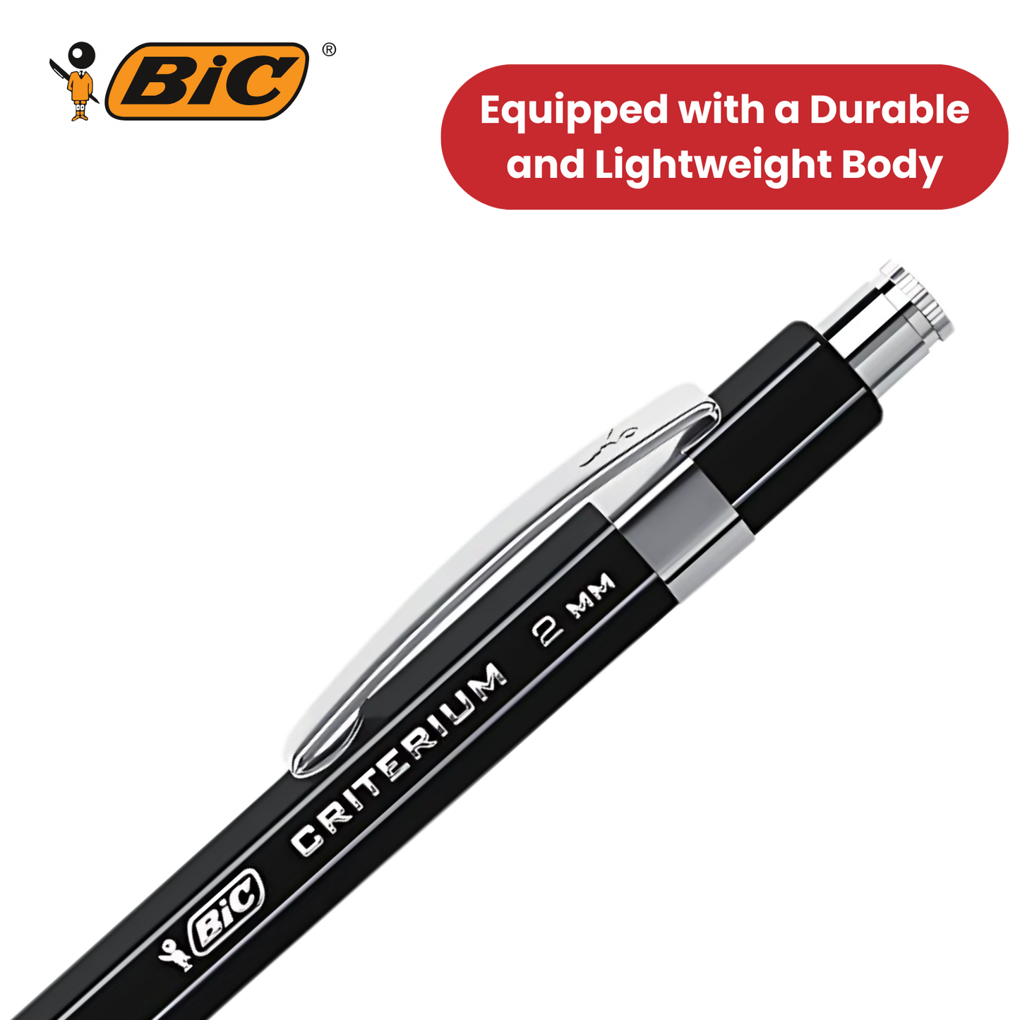 BIC Criterium 2mm Lead Mechanical Pencil  Plus 6 Leads),Black - Pack of 1 to 5