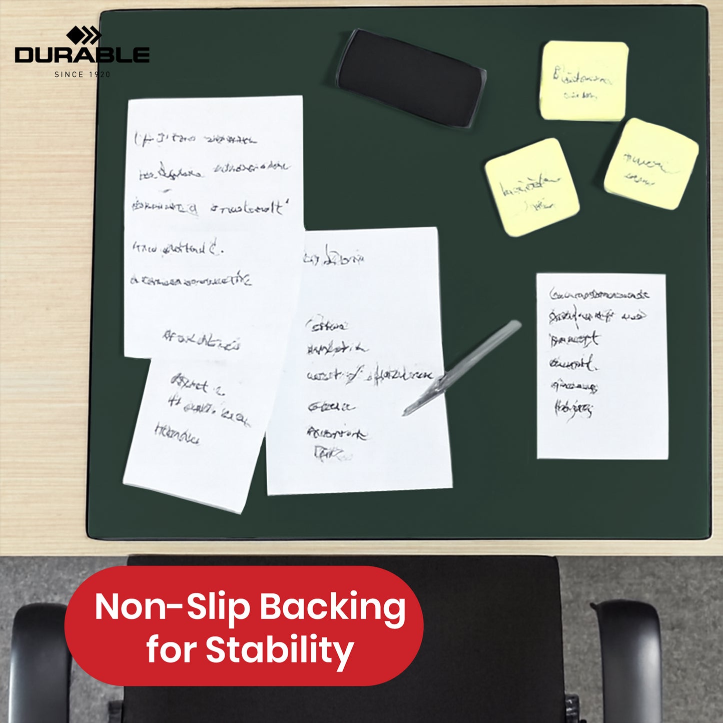 Durable Black Desk Mat - PVC Non Slip Desk Cover, Transparent Overlay Laptop Mat for Office & School