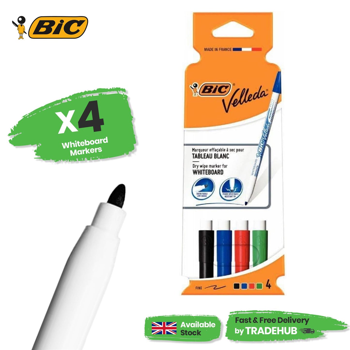 BIC Velleda 1721 Whiteboard Markers Assorted - Pack of 4