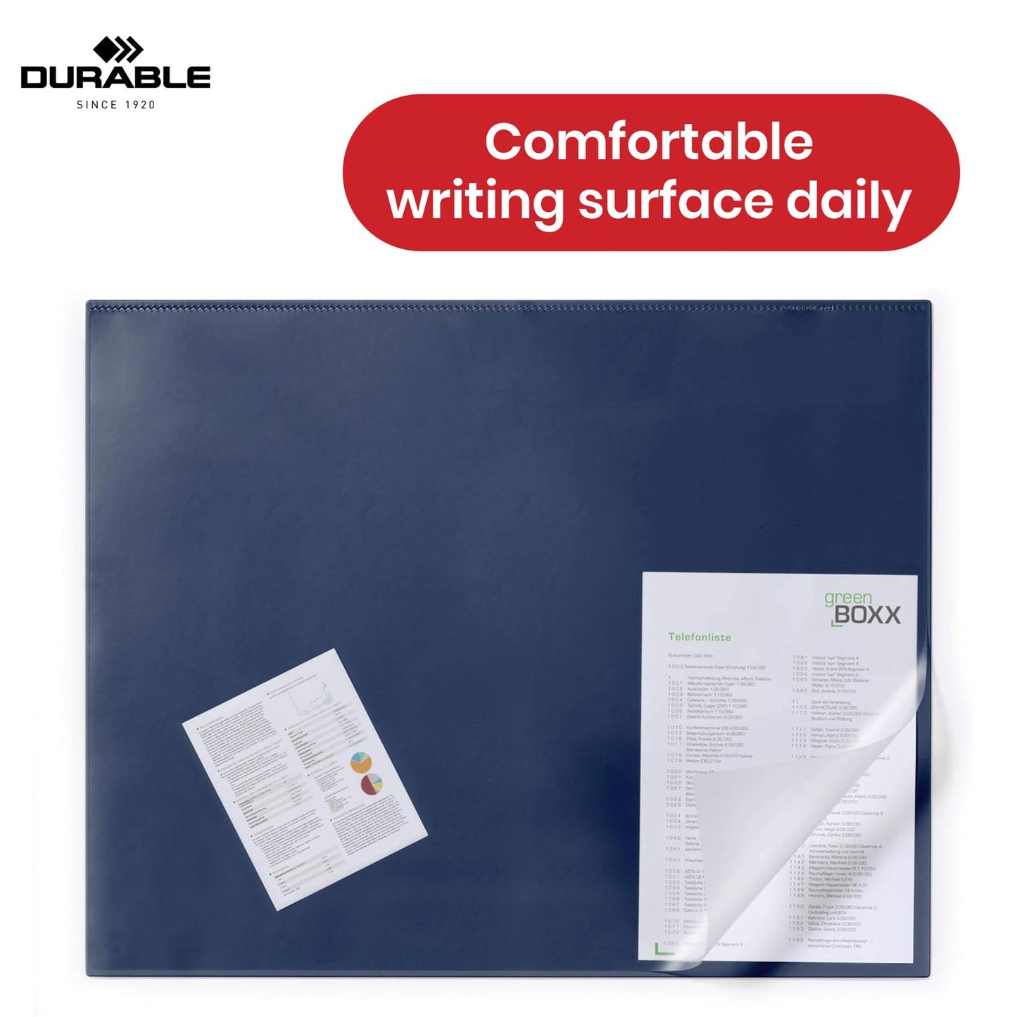 Durable Dark Blue Desk Mat - PVC Non Slip Desk Cover, Transparent Overlay Laptop Mat for Office & School