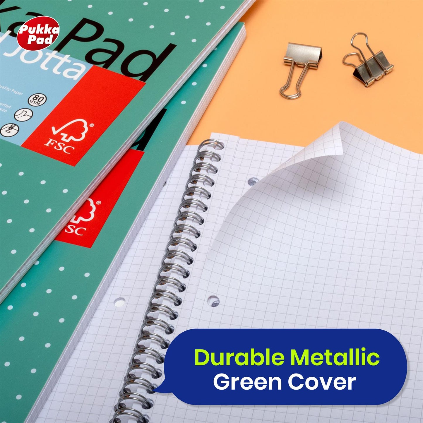 3x Pukka Pad A4 Metallic Squared & Lined Notebooks 200 Pages 80GSM Wirebound