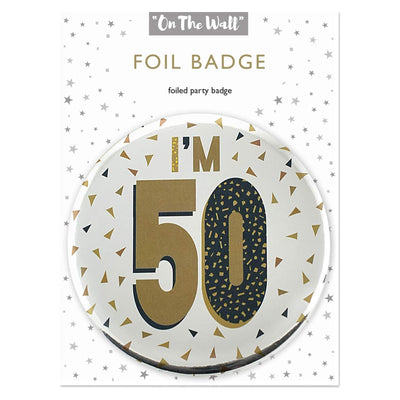 Silver 50th Birthday Badge 8.5cm Age Badge for Party Outfit and Celebrations