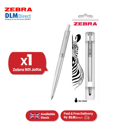 Zebra Ballpoint, Stainless Steel Retractable Pen Refillable Fine Point Biro for Presentation, Meeting & Assignments-Silver