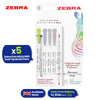 Zebra Dual Tip Brush Pens Mildliner Set of 5 Markers with Bullet and Brush Tips for Art and Journaling