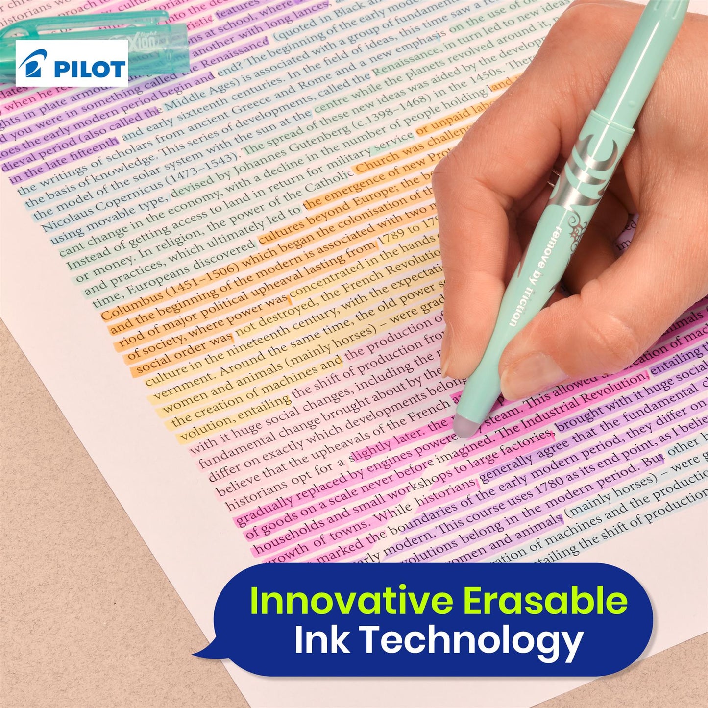4x Pilot FriXion Soft Light Erasable Highlighter Assorted Pens for School & Office