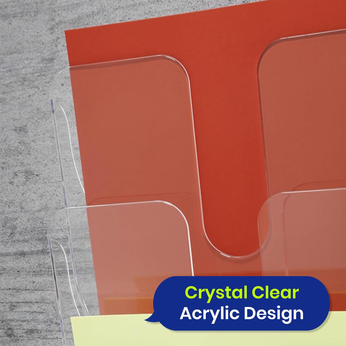 A4 Wall Mounted Document Holder Acrylic Leaflet Rack with 6 Compartments
