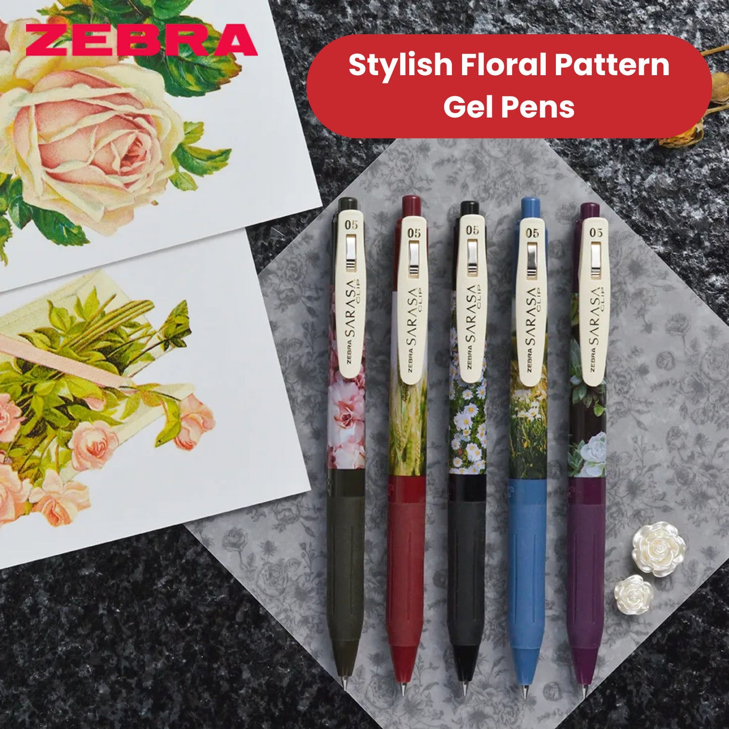 Zebra Sarasa Clip 0.5mm Gel Pens - Calming Moment Limited Edition - Set of 5
