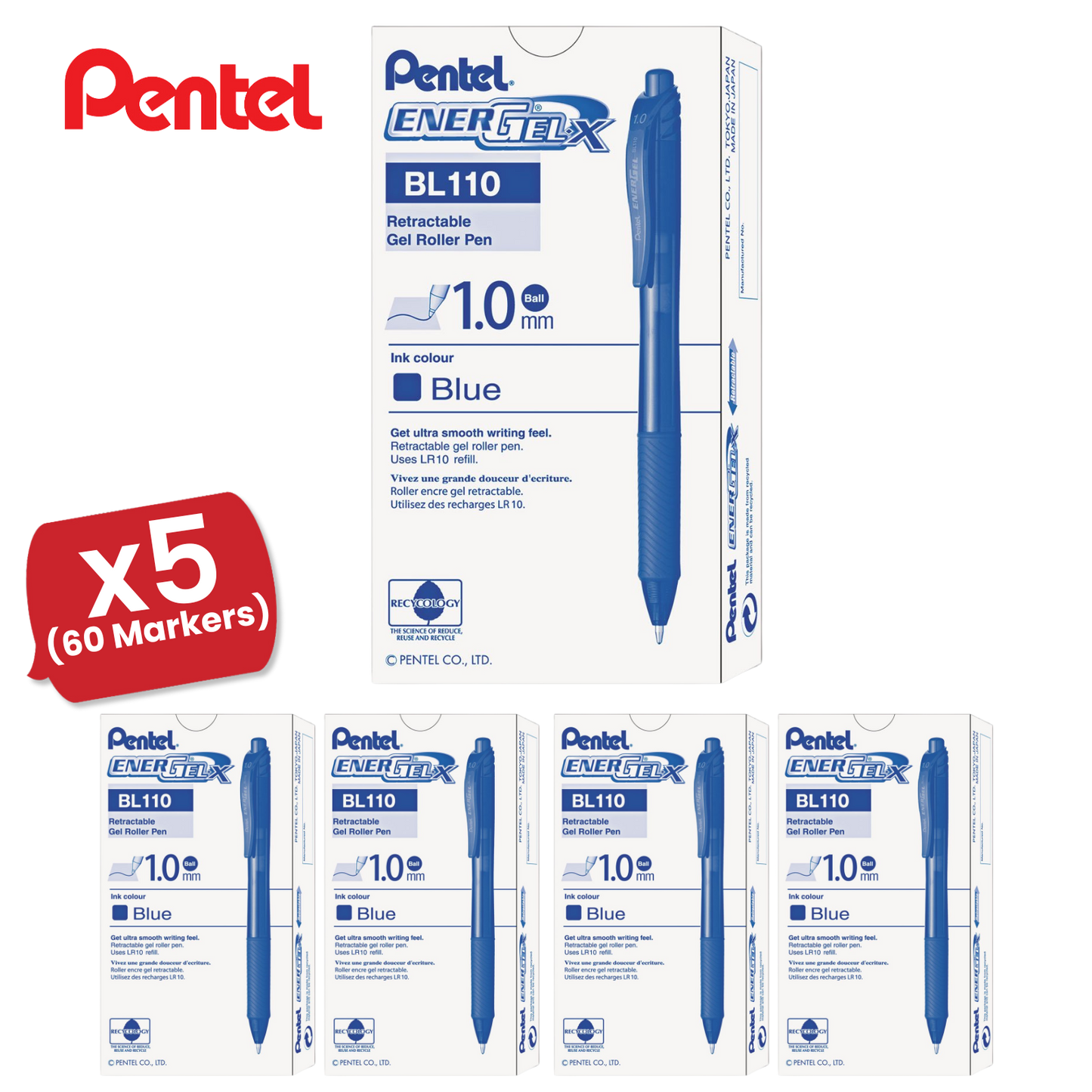 Pentel EnerGel X BL107 - Pack of 12 - Blue