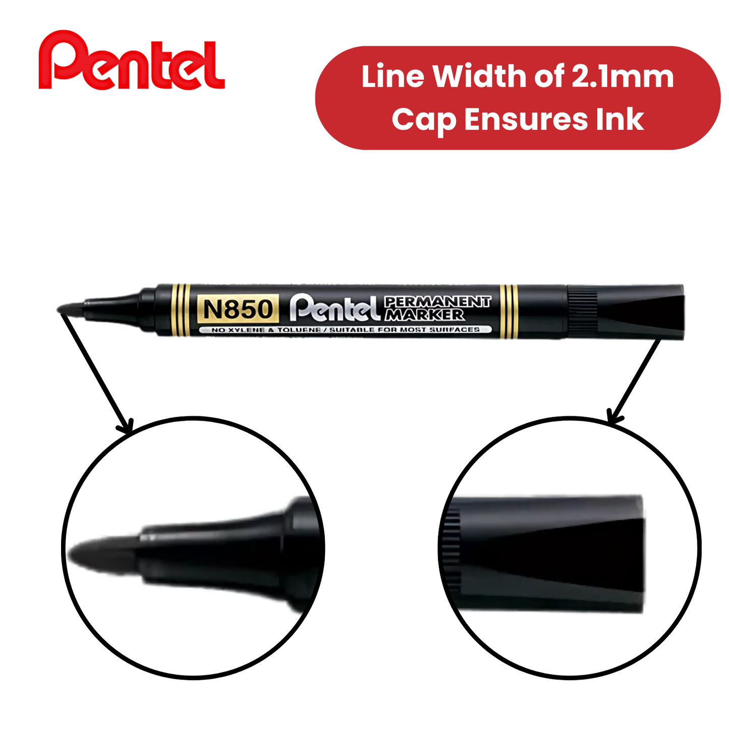 Pentel N850 Permanent Bullet Tip Black Marker