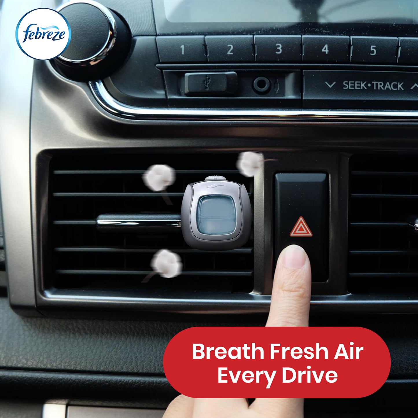 Febreze Clip-On Car Air Freshener - 2ml Cotton Fresh Gel Air Freshener for Bad Smell (Pack of 2)