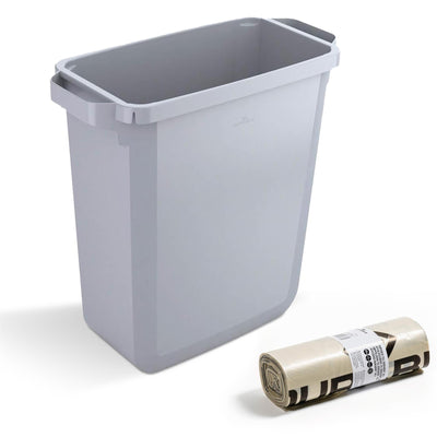 110L Bin Bags 25 Pack and 60L DURABIN Waste Bin Bundle Strong Recycled Plastic Set