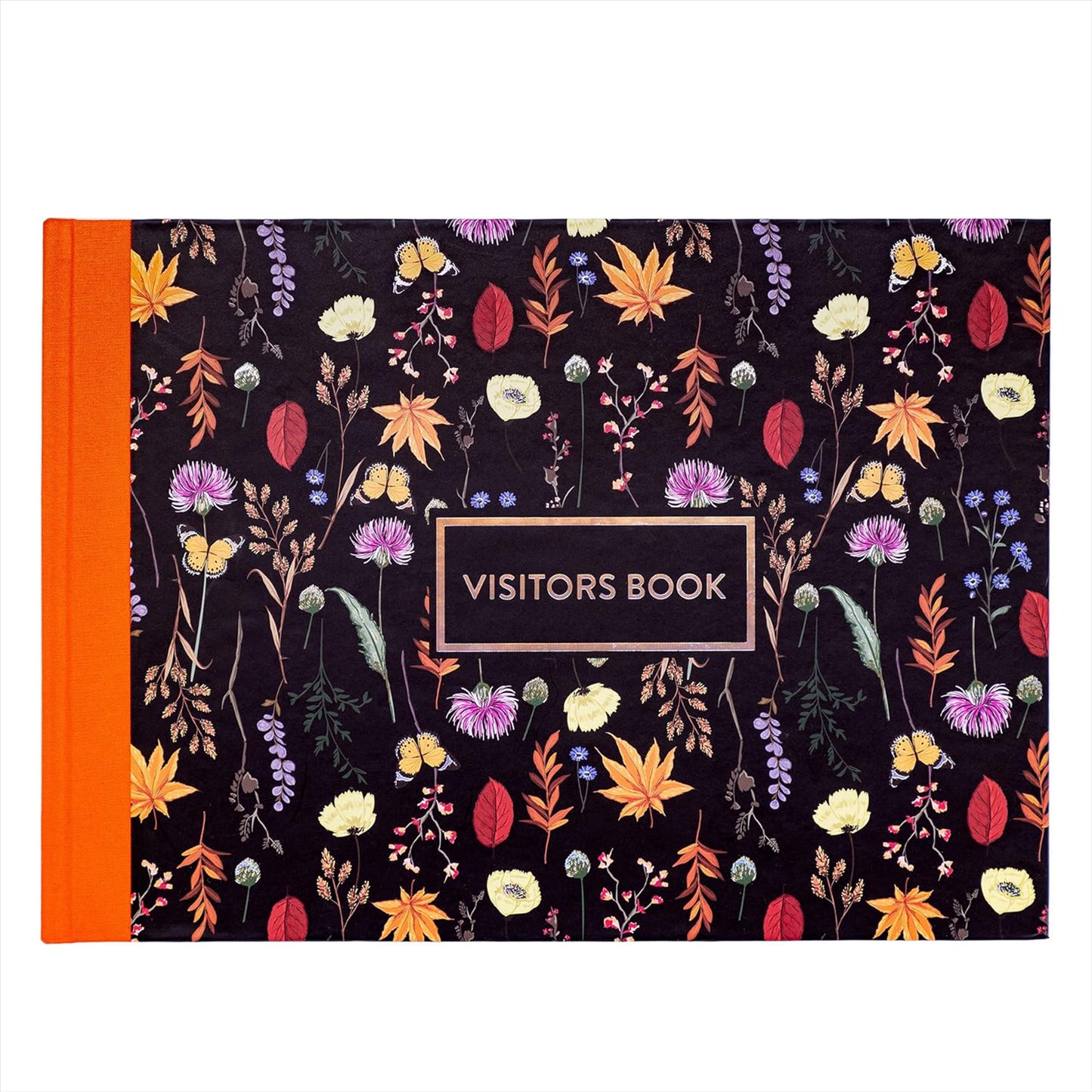 Pukka Pad A4 Visitor Log Book Black 96 Pages Floral Hardcover Sign In Book for Office or School