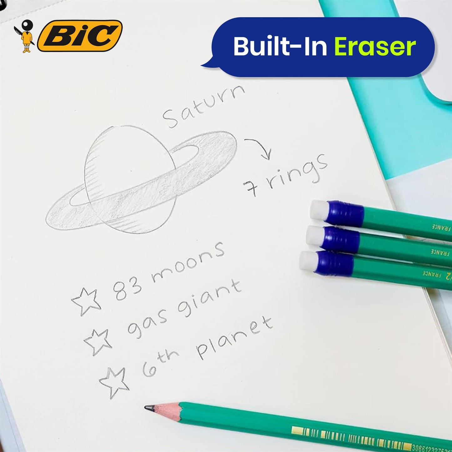 BIC Evolution Original, Erasable HB Graphite Pencils with Eraser - Pack of 8
