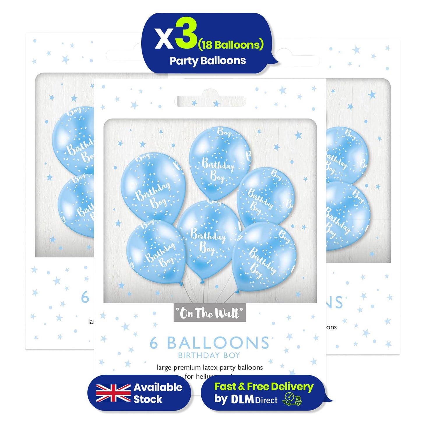 Birthday Boy Blue 12-inch Latex Party Balloons Variation