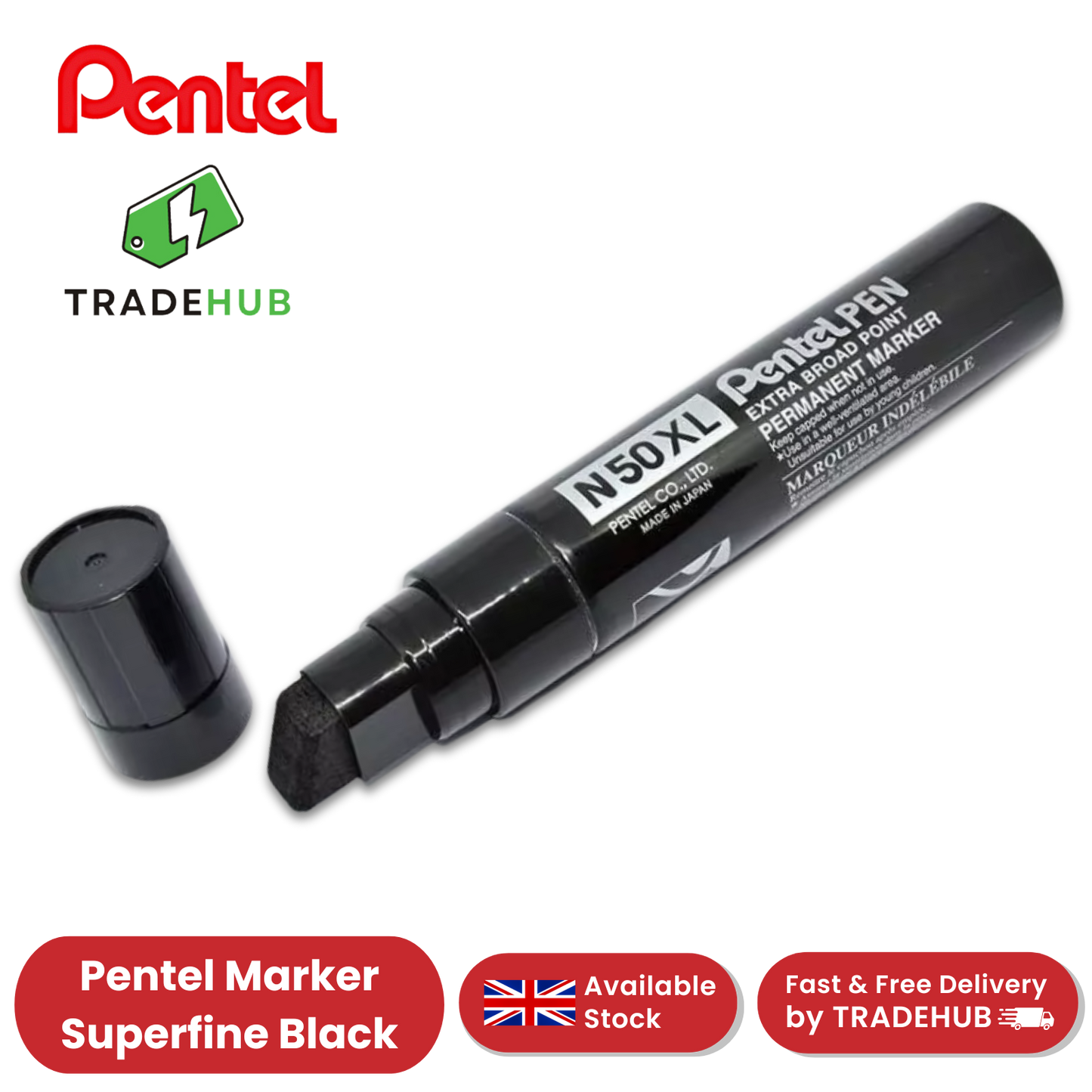 PENTEL  N50XL PERMANENT MARKER BLACK - Single Pen