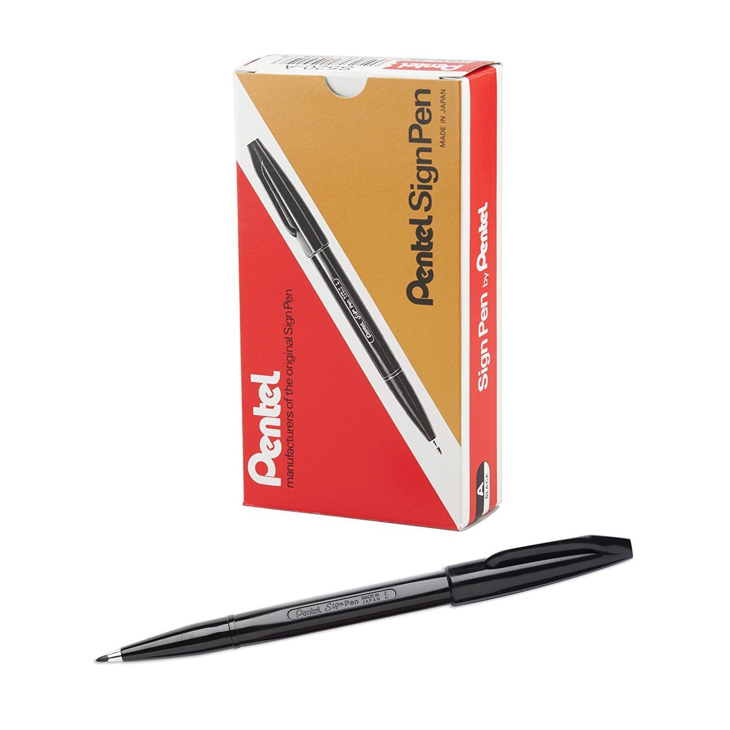 Pentel Sign pen Fibretip Black Pack of 12