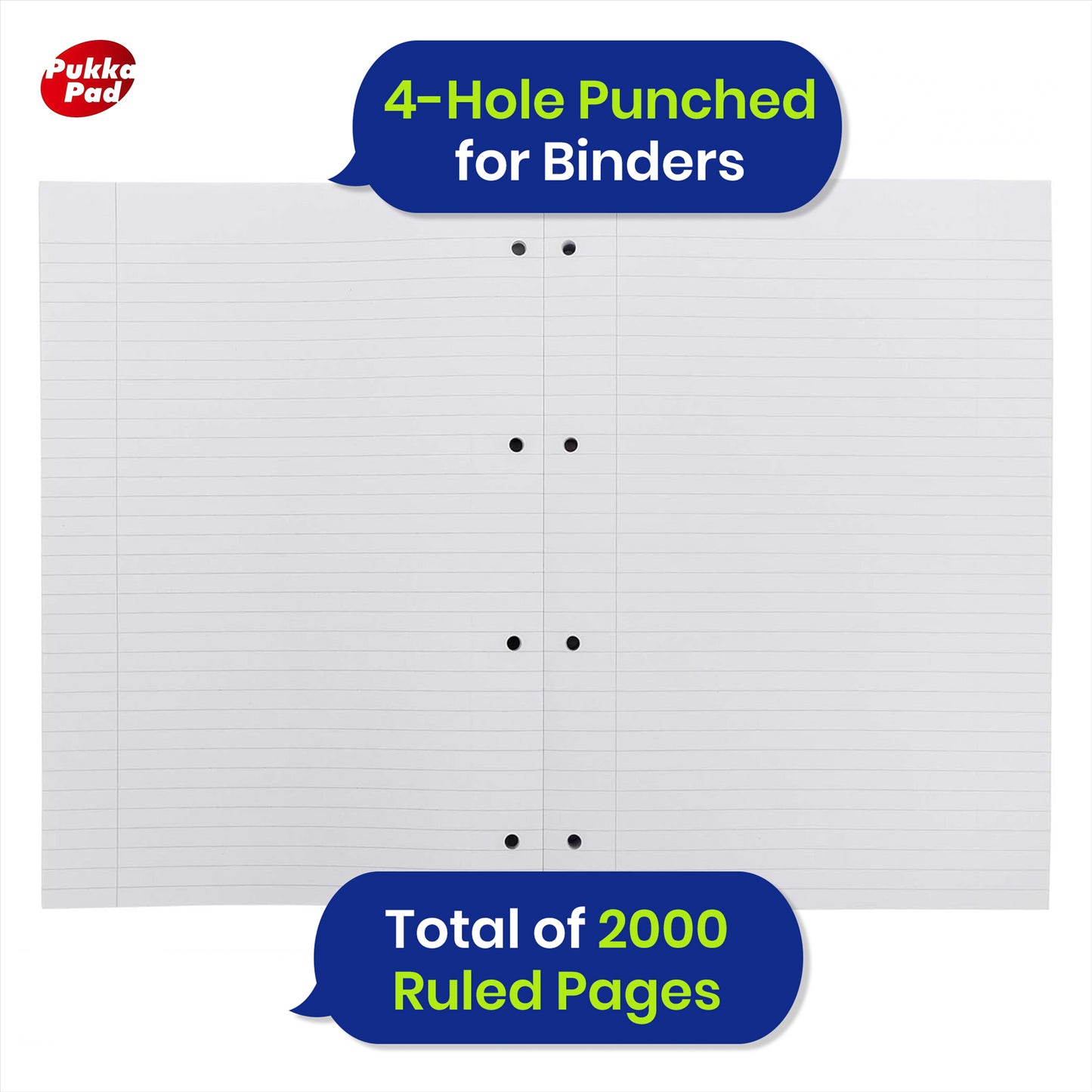Pukka Pad A4 Refill Notepad with 400 Pages of 80GSM Paper, ,Blue,White,Pink,Silver - Pack of 5