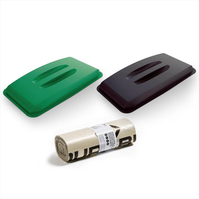 DURABIN 60L Green and Black Lids and 25x 110L Recycled Bin Bags Set