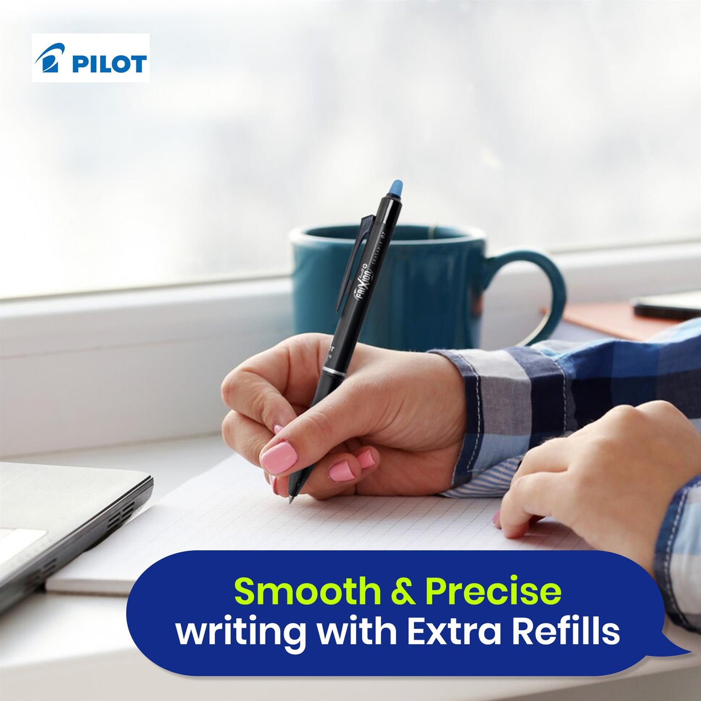 Pilot Frixion Ball Plus Blue Erasable Pens 0.7mm Pack of 3 Pens & 3 Ink Refills