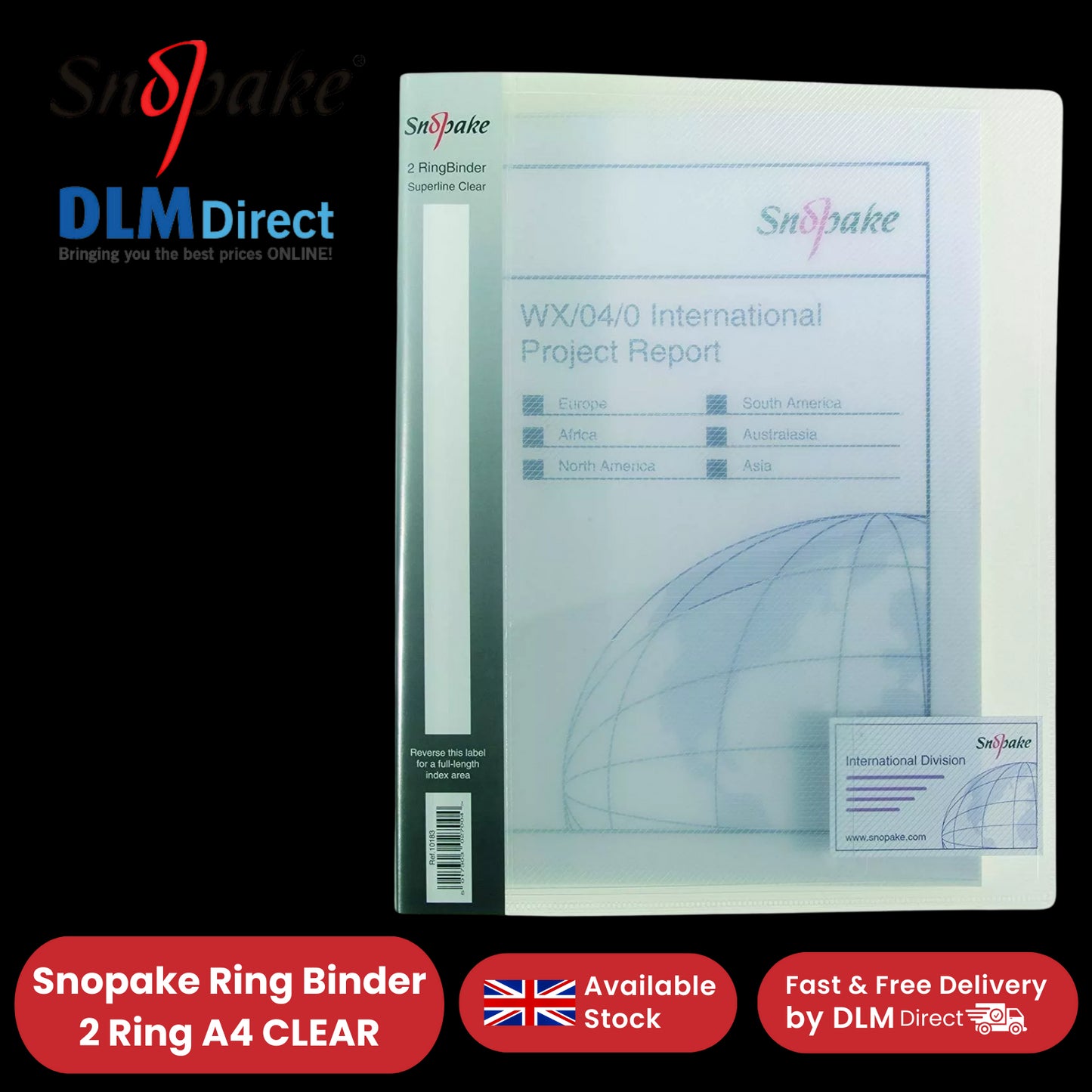 Snopake 2-Ring A4 Clear Binder - Durable, Transparent Document Storage Pack of 1
